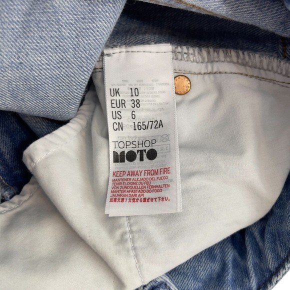 Topshop Moto Womens Cut Off Ripped High Rise Denim Blue Jean Mom Shorts Size 6 - Picture 8 of 9